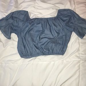 feaux denim crop top